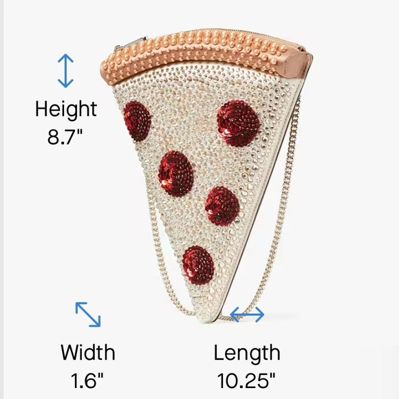 New Kate Spade Slice Pizza Crossbody 3D Purse Bag Beaded Sequined Novelty Clutch - Picture 13 of 13